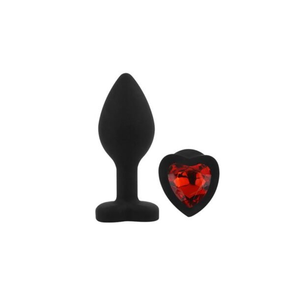 Anal Plug Heart Love Silicone Black Plug Diamond - Image 4