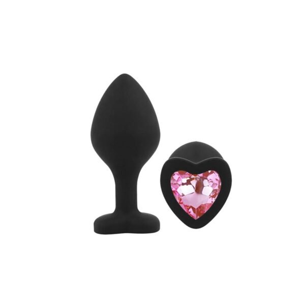 Anal Plug Heart Love Silicone Black Plug Diamond - Image 3