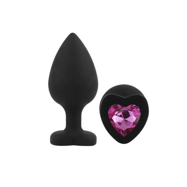 Anal Plug Heart Love Silicone Black Plug Diamond - Image 2