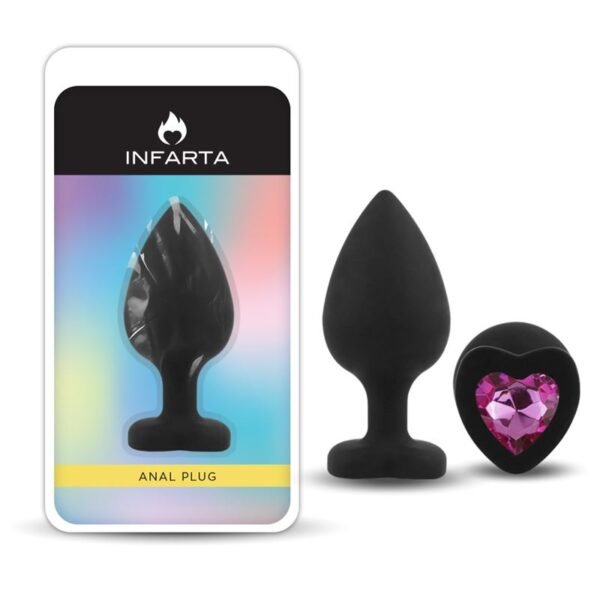 Anal Plug Heart Love Silicone Black Plug Diamond